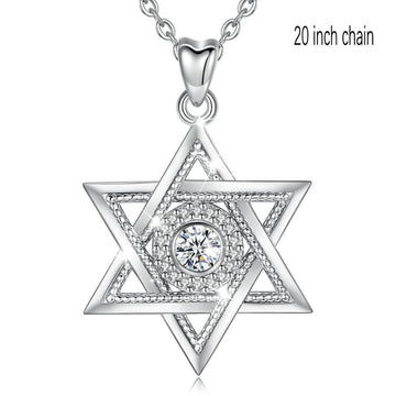 NEW Silver Star of David AAA+ Cubic Zirconia Hexagram Pendant Necklace - The Jewellery Supermarket